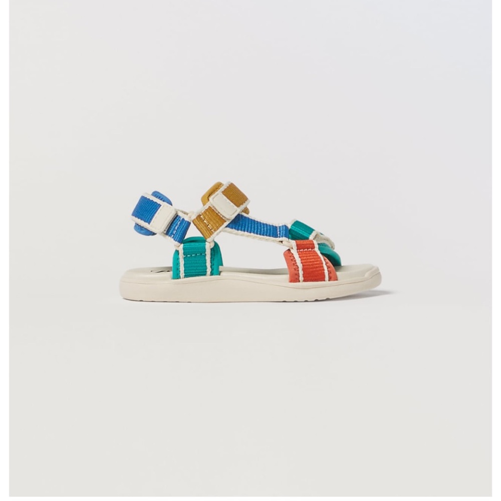 NWT Zara Size 8 toddler multi colour sandals Velcro straps